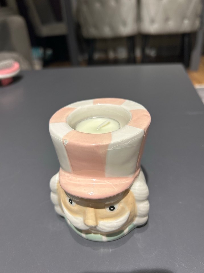 Pastel Renkli Beyaz Seramik Mumluk - Görsel 2