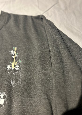 Gri Baskılı Kadın Sweatshirt - Görsel 4