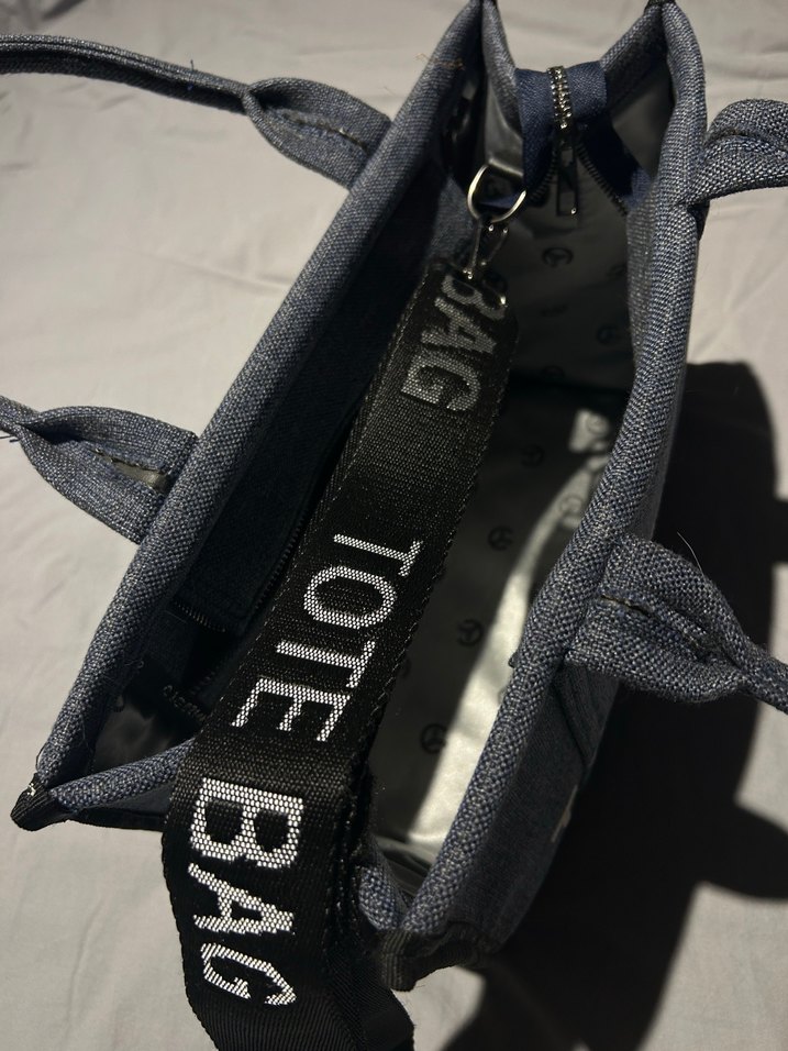 Gri Denim Fermuarlı Günlük Kadın Çanta - Görsel 4