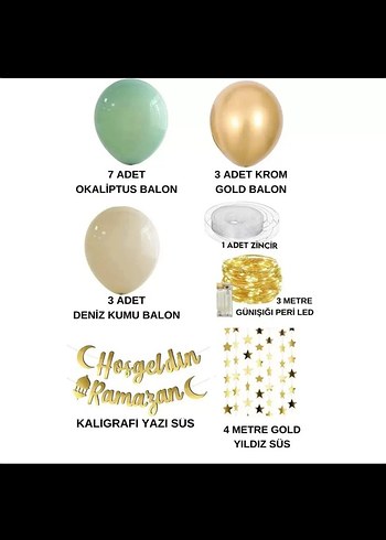 Altın Renkli Hoşgeldin Ramazan Parti Süsü - Görsel 2
