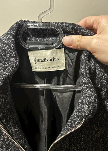 Stradivarius Melanj Gri Siyah Fermuarli Ceket