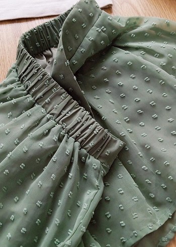 Yeşil  Pilili Mini şort - Görsel 2