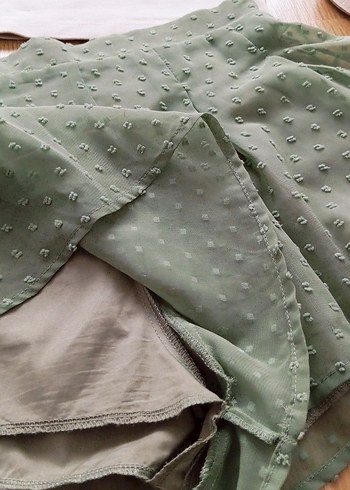 Yeşil  Pilili Mini şort - Görsel 5