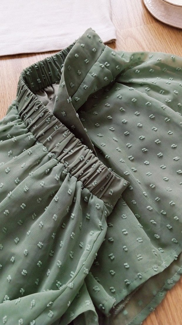 Yeşil  Pilili Mini şort - Görsel 2