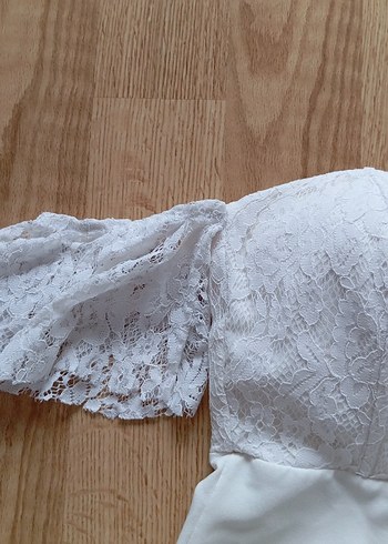 Dantelli Mini Beyaz elbise - Görsel 2