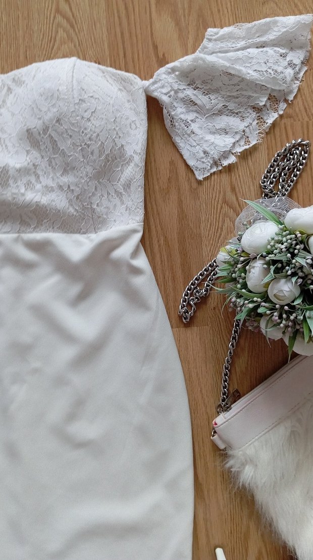 Dantelli Mini Beyaz elbise - Görsel 3