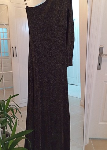 Tek Omuz Uzun Siyah Abiye Elbise - Görsel 9