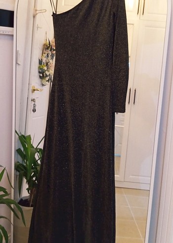 Tek Omuz Uzun Siyah Abiye Elbise - Görsel 5