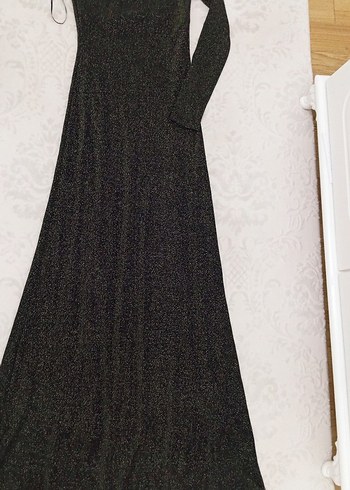 Tek Omuz Uzun Siyah Abiye Elbise - Görsel 3