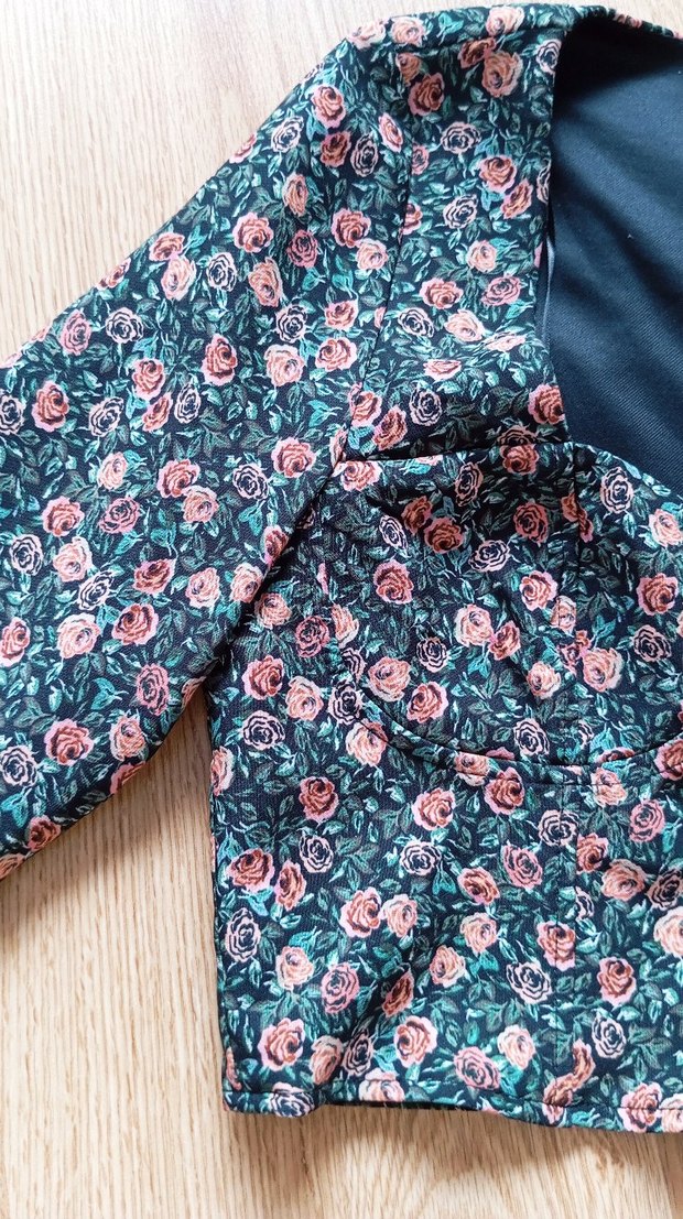 Çiçek Desenli Uzun Kollu Mini Bluz - Görsel 4