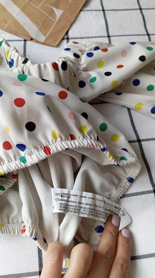 Renkli Puantiyeli Straplez Mini Bluz - Görsel 3