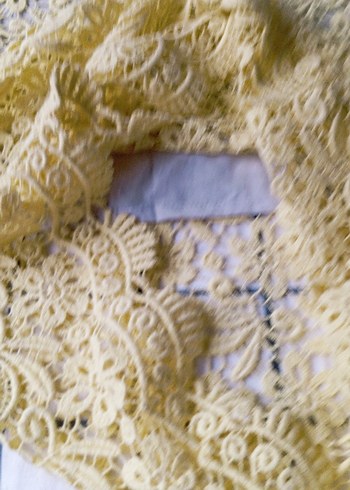 Sarı Nakışlı Dantel Midi Kalem Etek - Görsel 5