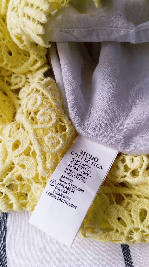 Sarı Nakışlı Dantel Midi Kalem Etek - Görsel 3