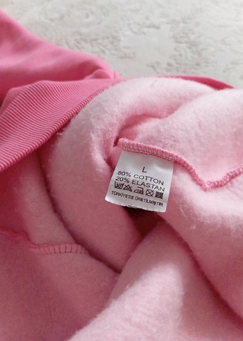 Pembe Baskılı Kapüşonlu Kadın Sweatshirt - Görsel 6