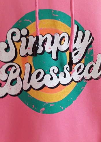 Pembe Baskılı Kapüşonlu Kadın Sweatshirt - Görsel 2