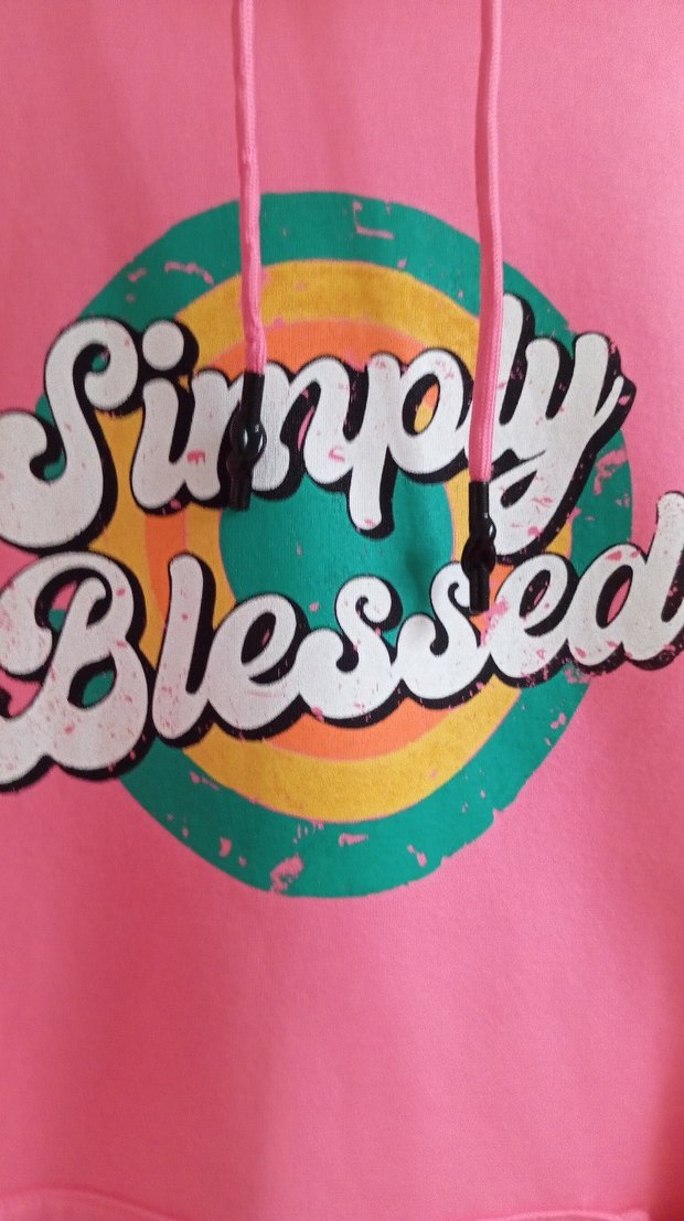 Pembe Baskılı Kapüşonlu Kadın Sweatshirt - Görsel 2