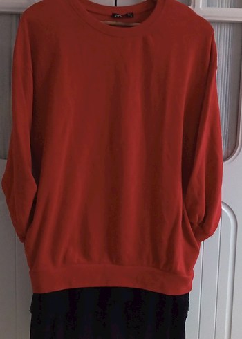 Kadın Kırmızı Uzun Kollu Salaş Sweatshirt veya elbise - Görsel 7