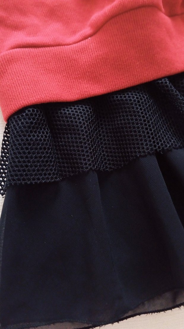 Kadın Kırmızı Uzun Kollu Salaş Sweatshirt veya elbise - Görsel 3