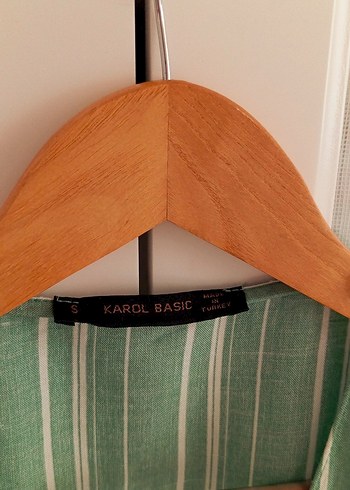 Düğmeli Çizgili Uzun Keten Elbise - Görsel 3