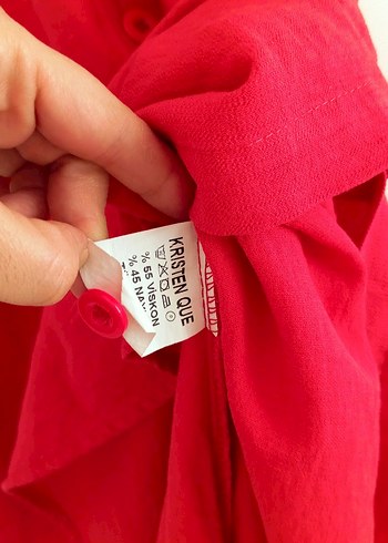 Kırmızı Kolsuz Düğmeli Midi Elbise - Görsel 3