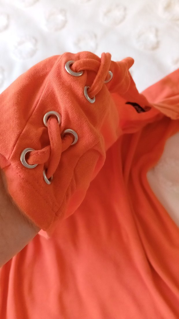 Turuncu V Yaka bluz - Görsel 4