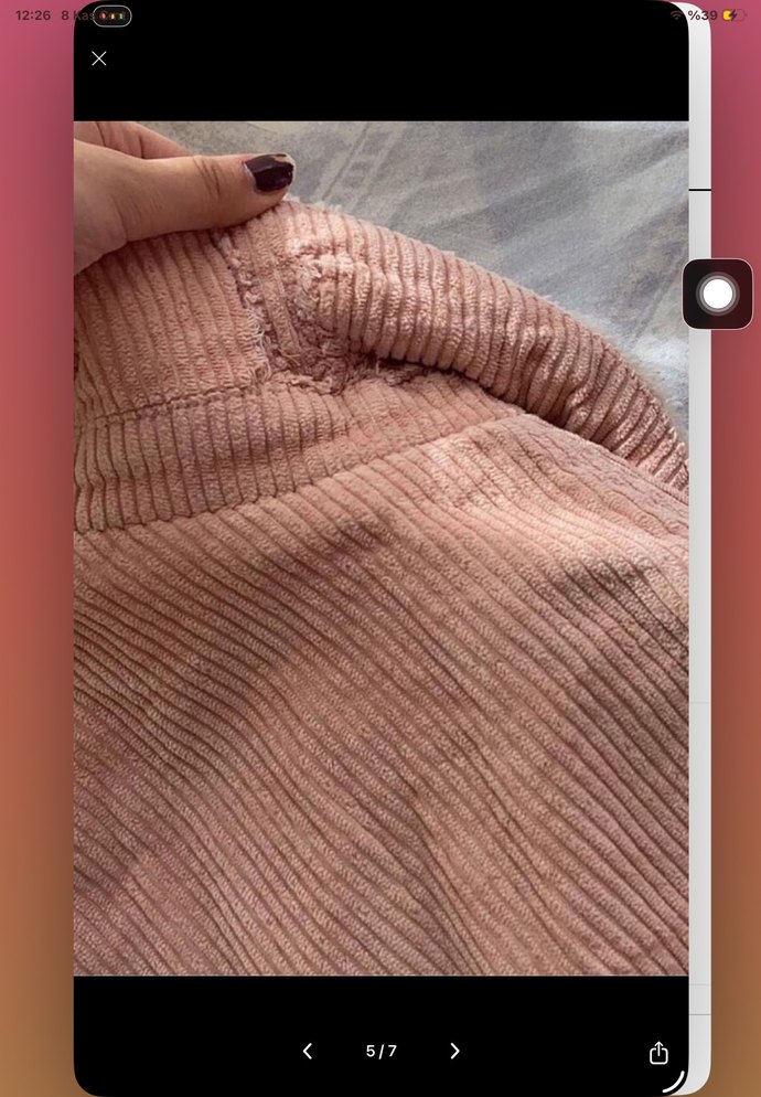 Düğmeli Pembe Kadife Ceket - Görsel 4