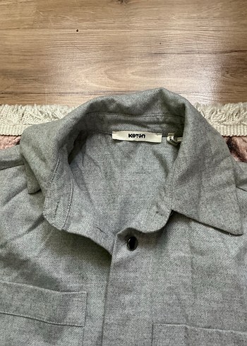 Gri Keten Kadın Uzun Kollu Gömlek - Görsel 2