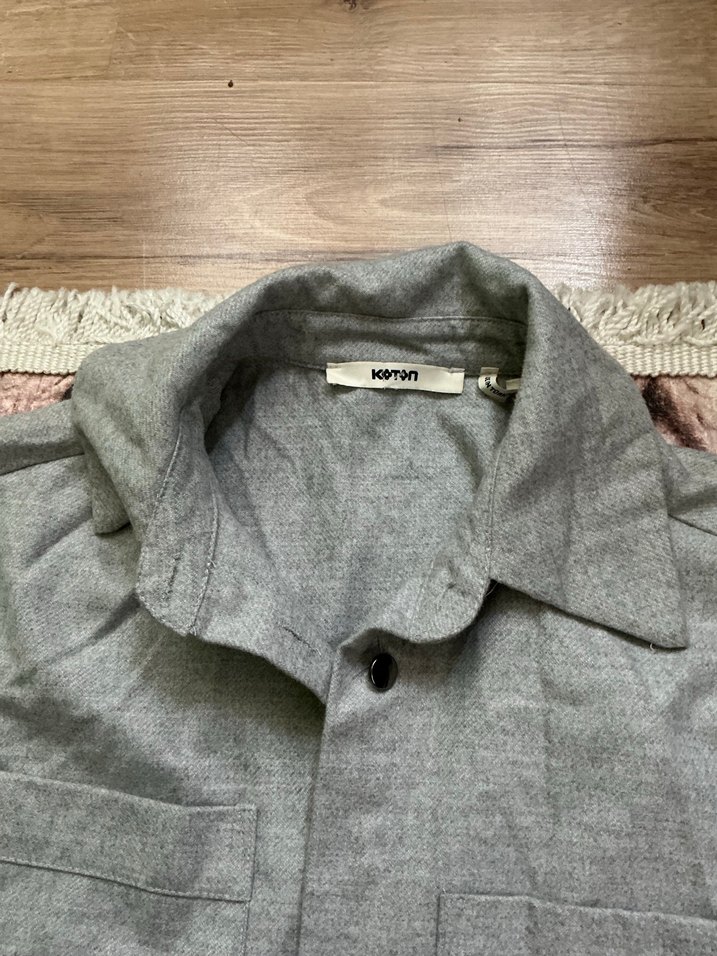 Gri Keten Kadın Uzun Kollu Gömlek - Görsel 2