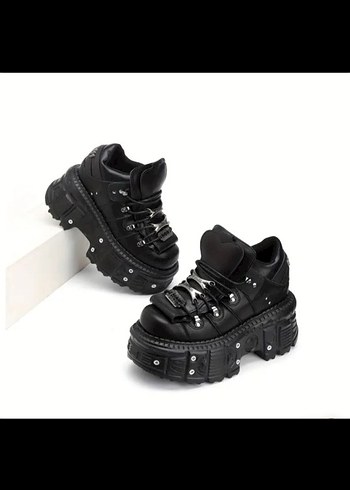 Siyah Platform Goth Punk Bot