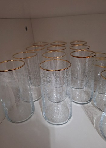 Rakle Gold Kenarlı İşlemeli Cam Bardak Seti - Görsel 4