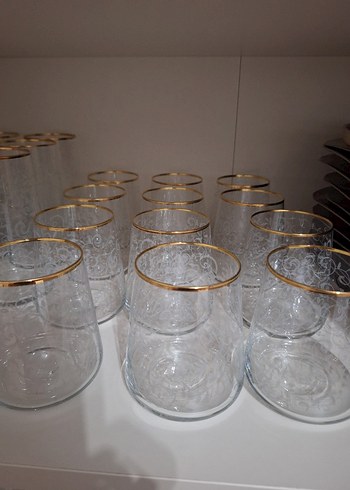 Rakle Gold detaylı cam bardak 12 kişilik - Görsel 3