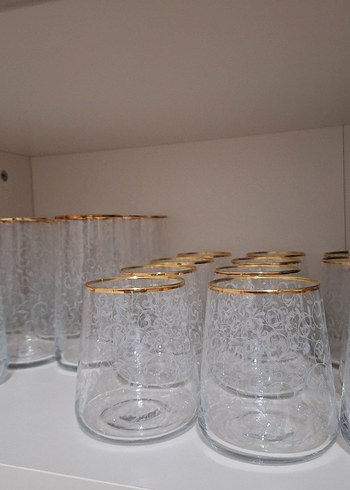 Rakle Gold detaylı cam bardak 12 kişilik - Görsel 2