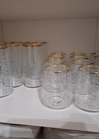 Rakle Gold detaylı cam bardak 12 kişilik - Görsel 5