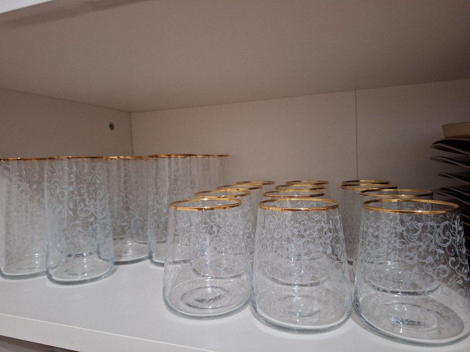 Rakle Gold detaylı cam bardak 12 kişilik - Görsel 2
