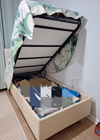 Başlıklı Baza ve 90x190 yatak tek kişilik - Görsel 4