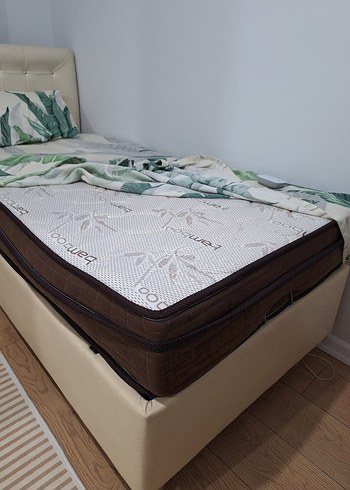 Başlıklı Baza ve 90x190 yatak tek kişilik - Görsel 2