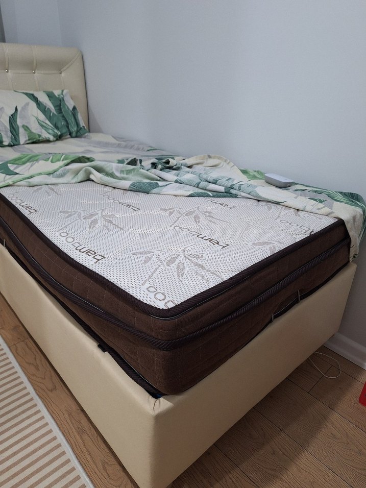 Başlıklı Baza ve 90x190 yatak tek kişilik - Görsel 2