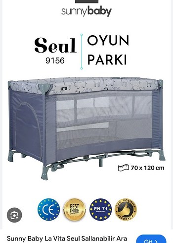 Sunny Baby Seul Gri Oyun Parkı 70x120 cm - Görsel 2
