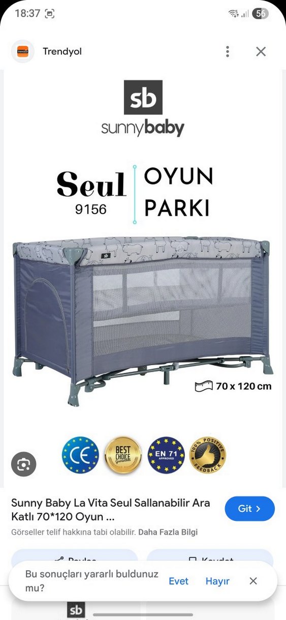 Sunny Baby Seul Gri Oyun Parkı 70x120 cm - Görsel 2