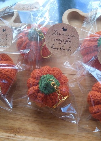 Turuncu Örgü Kabak Anahtarlık - Görsel 2