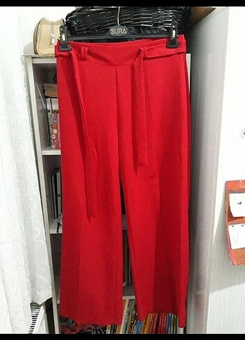 Kırmızıı kumaş pantolon 