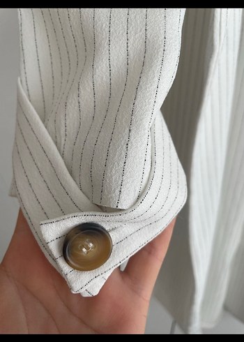 Uzun Beyaz Kadın Hırka - Görsel 6