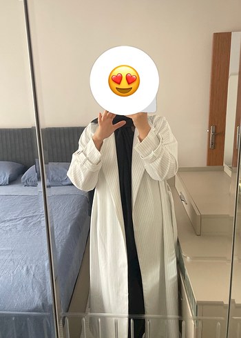 Uzun Beyaz Kadın Hırka - Görsel 2