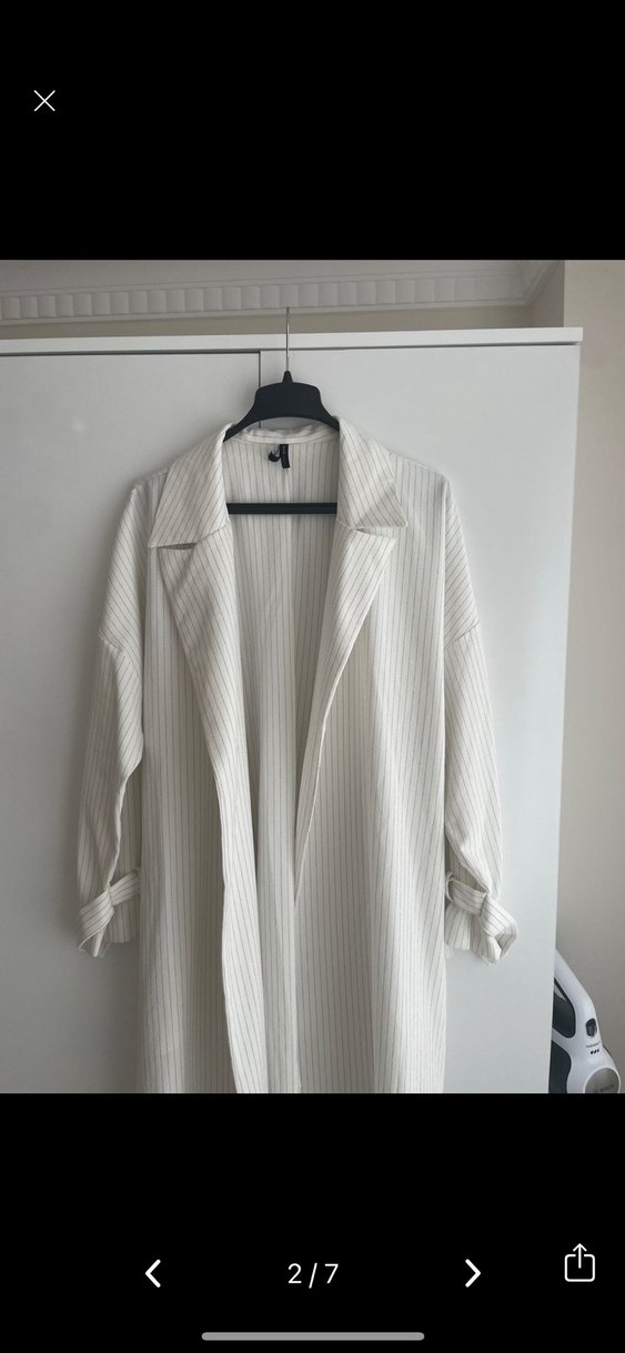 Uzun Beyaz Kadın Hırka - Görsel 5