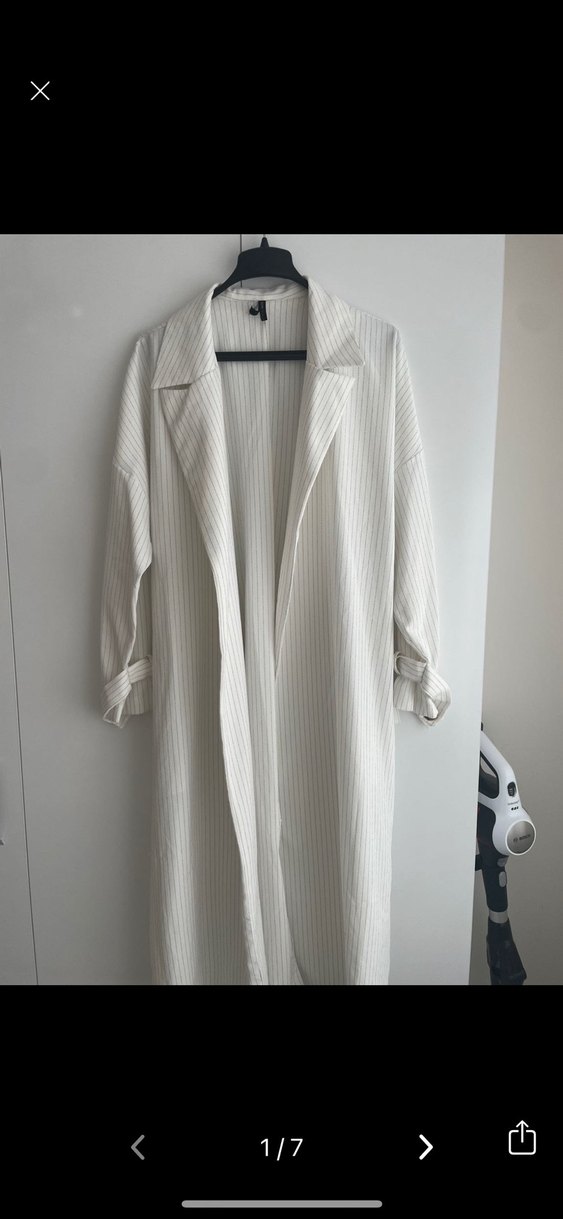 Uzun Beyaz Kadın Hırka - Görsel 4