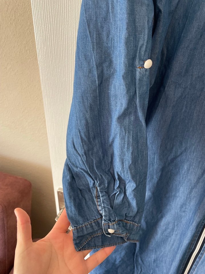 Kapüşonlu Uzun Kot Yağmurluk - Görsel 5