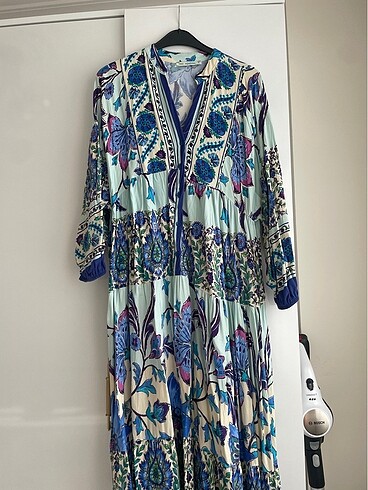 Mavi çiçekli elbise - Görsel 6