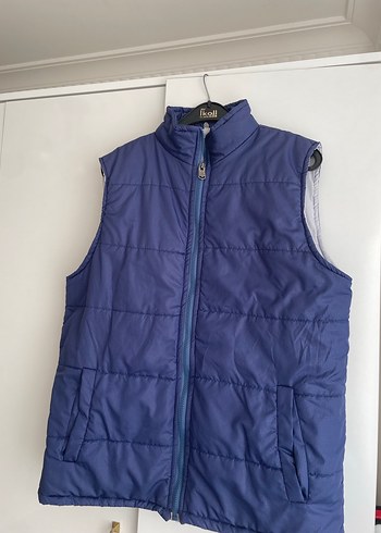 Erkek Parlak Mavi Kapüşonsuz Fermuarlı Yelek - Görsel 2