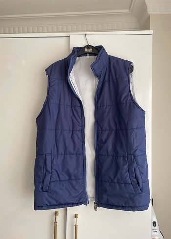 Erkek Parlak Mavi Kapüşonsuz Fermuarlı Yelek - Görsel 4