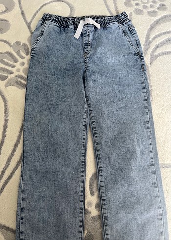 xs Beden Gri Elastik Bel Rahat Kesim Kadın Kot Pantolon